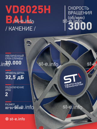 Вентилятор  VD8025H Ball (качения) 12V - st-e.info - Зеленоград