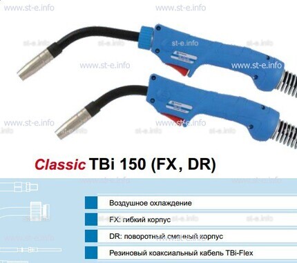 Горелка для полуавтоматической сварки TBi 240-blue-ESG, длина 3 метра - st-e.info - Зеленоград